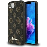 Etui Guess Peony Script Logo MagSafe na iPhone 16e czarne
