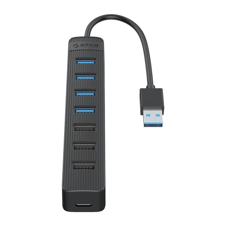 HUB 7-portowy input: USB-A 3.0 / output: 4x USB-A 3.0 + 3x USB-A 2.0   - czarny