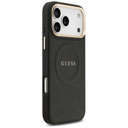 Guess Peony Hot Stamp MagSafe Case für iPhone 17 Pro Max - Schwarz