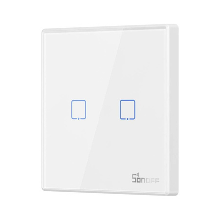 Sonoff T2EU2C-RF dwukanałowy dotykowy włącznik światła przełącznik przycisk Wi-Fi na pilot 433 MHz  biały (M0802030010)