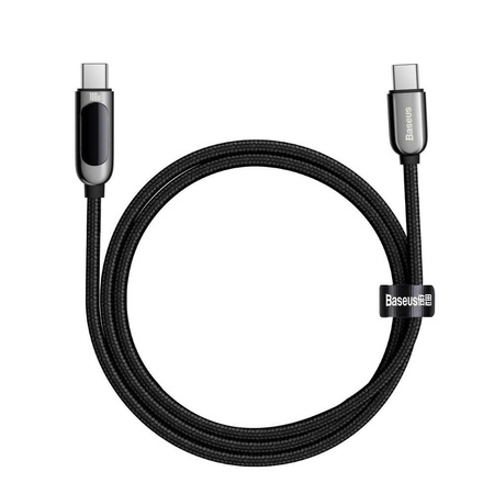 Baseus kabel USB Typ C - USB Typ C 100 W (20 V / 5 A) 1 m Power Delivery z wyświetlaczem ekranem miernik mocy czarny (CATSK-B01)