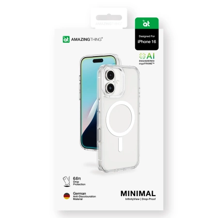 AmazingThing Minimal Mag Case with Magnetic Ring for iPhone 16 - Transparent