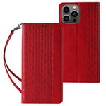 Magnet Strap Case for iPhone 12 Pro Pouch Wallet + Mini Lanyard Pendant Red