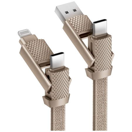Kabel Bazic GoCharge Alucable 4w1        (USB-A/USB-C - USB-C/Lightning) 15cm 60W 3A PD Fast Charge złoty