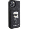 Etui Karl Lagerfeld Saffiano Cardslots and Stand Monogram Ikonik Patch do iPhone 15 - czarne