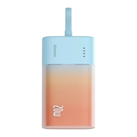 Baseus Popsicle 5200 mAh 20 W Powerbank mit integriertem Lightning Kabel (+ weißes Baseus Simple USB-C – USB-C 60 W/20 V/3 A/30 cm Kabel) – blau-orange