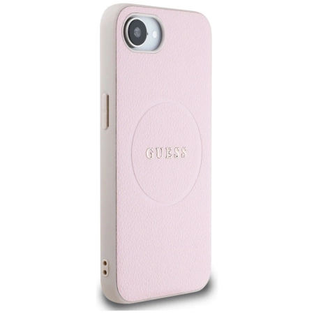 Guess Grained Ring MagSafe iPhone 16e Hülle - Rosa