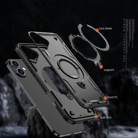 Hybrid Armor Trendy Case with MagSafe for iPhone 16 Plus - Black