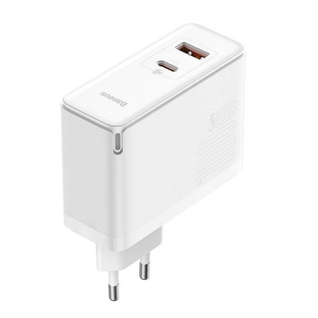 Baseus GaN5 Pro szybka uniwersalna ładowarka sieciowa GaN USB Typ C / USB 100W PD3.0, QC4.0+, AFC biały (CCGP090202)