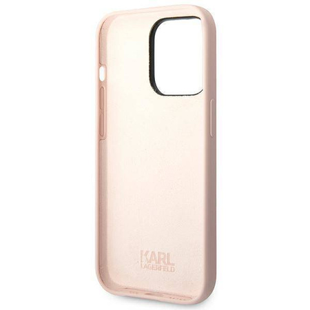 Original Handyhülle IPHONE 14 PRO Karl Lagerfeld Hardcase Silicone Karl`s Head hell-pink