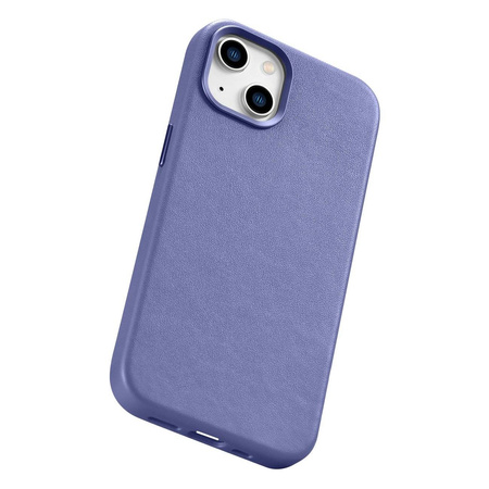 iCarer Case Leather Genuine Leather Case Cover for iPhone 14 Light Purple (WMI14220705-LP) (MagSafe Compatible)