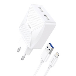 Charger Foneng EU50 GaN , 35W 2x USB-C to Type-C to Lightning (White)