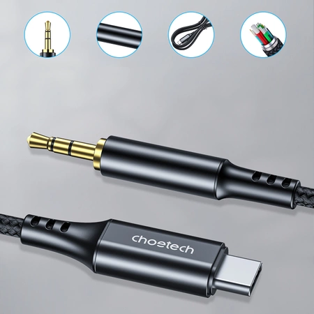Choetech AUX008 USB-C/Miniklinke 3,5 mm Kabel 2 m – Schwarz
