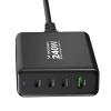 Wozinsky WGCSB 240W GaN-Wandladegerät USB-A / 3 x USB-C - Schwarz