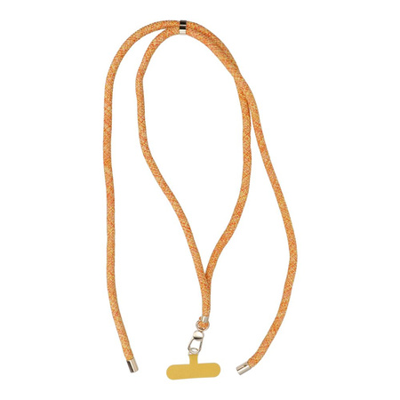 Zawieszka SWING (8mm) do telefonu z regulacją długości / długość sznura 165cm (max 82,5cm w pętli) / na ramię lub szyję - pomarańczowo biały