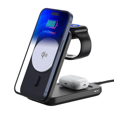 Accessories - 3mk MagRocket 3-in-1 Wireless Charger 15W Qi2 MPP Black