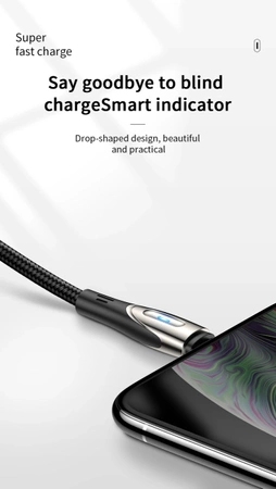 Kabel USB-A - micro USB Joyroom S-M411 3A 1.2m z wskaźnikiem ładowania - czarny