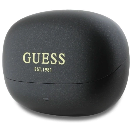 Słuchawki Bluetooth Guess Capsule Printed Logo TWS + stacja dokująca - czarne