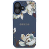 Etui IPHONE 16 Guess Grained Printed Flower Pattern MagSafe niebieskie