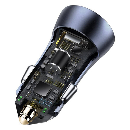 Baseus Golden Contactor Pro szybka ładowarka samochodowa USB Typ C / USB 40 W Power Delivery 3.0 Quick Charge 4+ SCP FCP AFC + kabel USB - USB Typ C szary (TZCCJD-0G)
