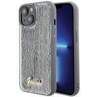 Etui Guess Sequin Script Metal na iPhone 15 - srebrne