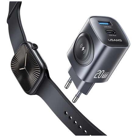 Ładowarka sieciowa USAMS CC293 T67 20W   iWatch 1xUSB-C 1xUSB-A tarnish
