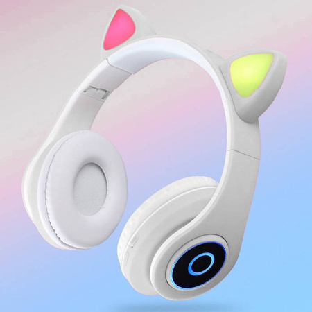 Słuchawki Bezprzewodowe Bluetooth z Kocimi Uszami Składane Z-B39 białe