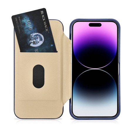 iCarer CE Premium Leather Folio Case iPhone 14 Pro Flip Magnetic MagSafe Leather Case blue (WMI14220714-BU)