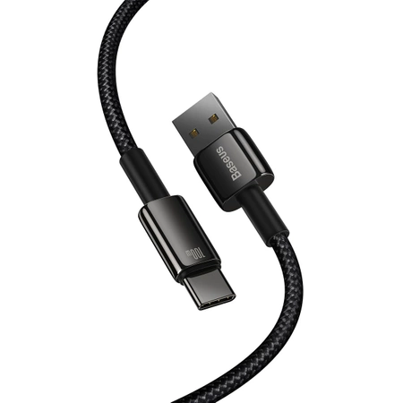 Baseus Tungsten Gold kabel USB-A - USB-C 480Mb/s 100W 2m czarny (CAWJ000101)