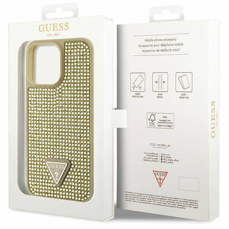 Guess GUHCP14XHDGTPD iPhone 14 Pro Max 6,7&quot; Gold/Gold Hardcase Strass Dreieck