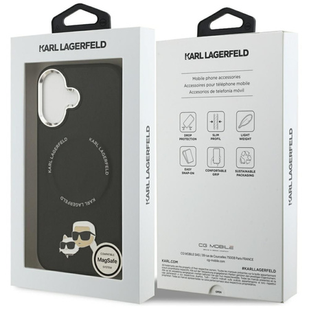 Karl Lagerfeld nakładka Magsafe PU case with Karl&Choupette heads pins logo and metal camera buttons do iPhone 17 czarna