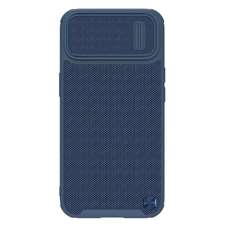 Nillkin Textured S Case für iPhone 14 Plus, gepanzerte Hülle mit Kameraabdeckung, blau