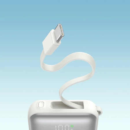 Joyroom JR-PBF27 10000 mAh 22,5 W Powerbank mit integrierten USB-C- und Lightning Kabeln - Weiß