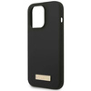 Guess Silicone Logo Plate MagSafe - Etui iPhone 14 Pro (czarny)