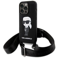 Karl Lagerfeld KLHCP15XSCBSKNK iPhone 15 Pro Max 6,7" Hardcase schwarz/schwarz Crossbody Silikon Ikonik