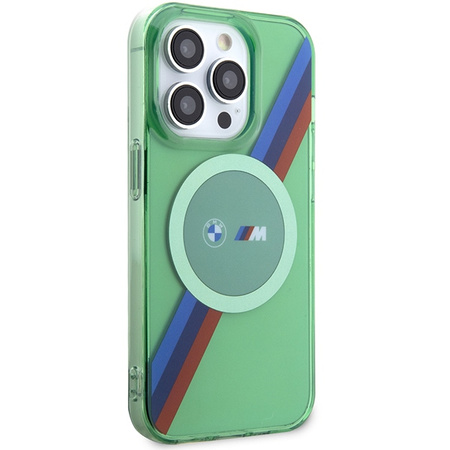 BMW BMHMP15LHDTN iPhone 15 Pro 6.1" zielony/green hardcase M Tricolor Stripes MagSafe