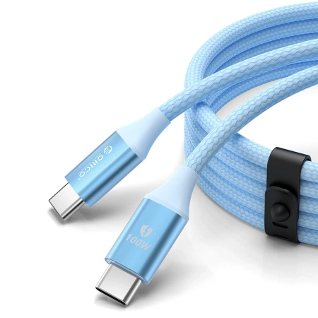 Kabel USB-C na USB-C 1m 5A 100W - niebieski