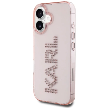 Karl Lagerfeld IML Rhinestones Logo iPhone 16 Case - Pink