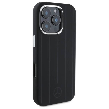 Original Case IPHONE 16 PRO MAX Mercedes Hardcase Silicone Vertical Tonal Stripes MagSafe (MEHMP16X23SUVSK) black