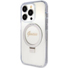 Guess Ring Stand Script Glitter MagSafe case for iPhone 15 Pro - transparent