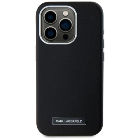 Karl Lagerfeld FW Metal Plate MagSafe iPhone 15 Pro Hülle - Schwarz
