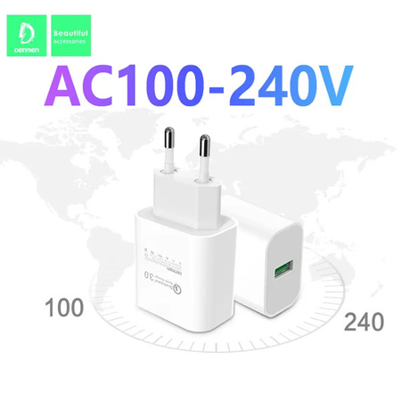 ŁADOWARKA SIECIOWA 3.6A 18W BIAŁA DENMEN 3600mA  SINGLE FAST CHARGING DC07