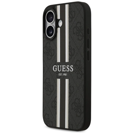 Etui Guess 4G Printed Stripes MagSafe na iPhone 17 -czarne