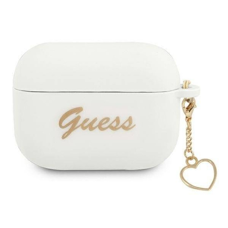 Guess GUAPLSCHSH AirPods Pro cover white / white Silicone Charm Collection