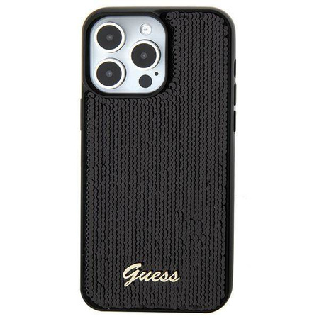 Guess Sequin Script Metal case for iPhone 15 - black