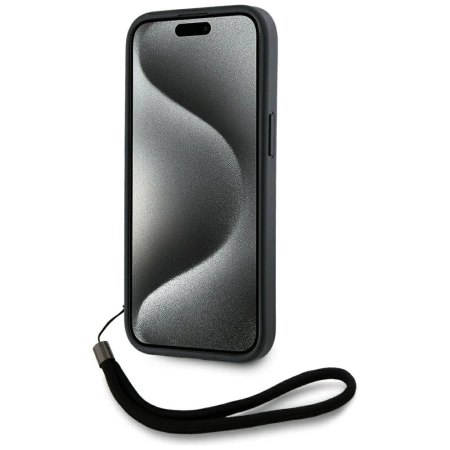 Karl Lagerfeld Saffiano Athleisure Stripes Cord iPhone 15 Pro Max Case - Pink