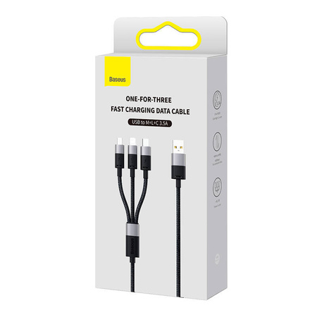 3in1 USB cable Baseus StarSpeed Series, USB-C + Micro + Lightning 3,5A, 1.2m (Black)