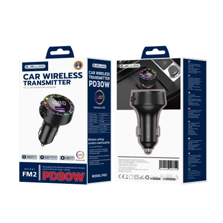 FM Transmitter 30W PD 1xUSB-C + 1xUSB QC3.0 Jellico FM2 black