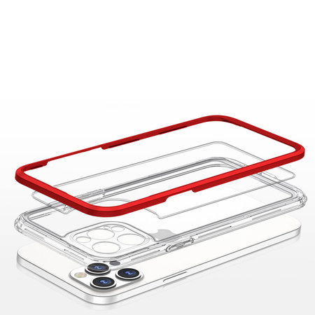 Clear 3in1 etui do iPhone 12 Pro Max żelowy pokrowiec z ramką czerwony