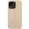 Original Case IPHONE 14 PRO Guess Hardcase Saffianotriangle Logo (GUHCP14LPSATLE) beige